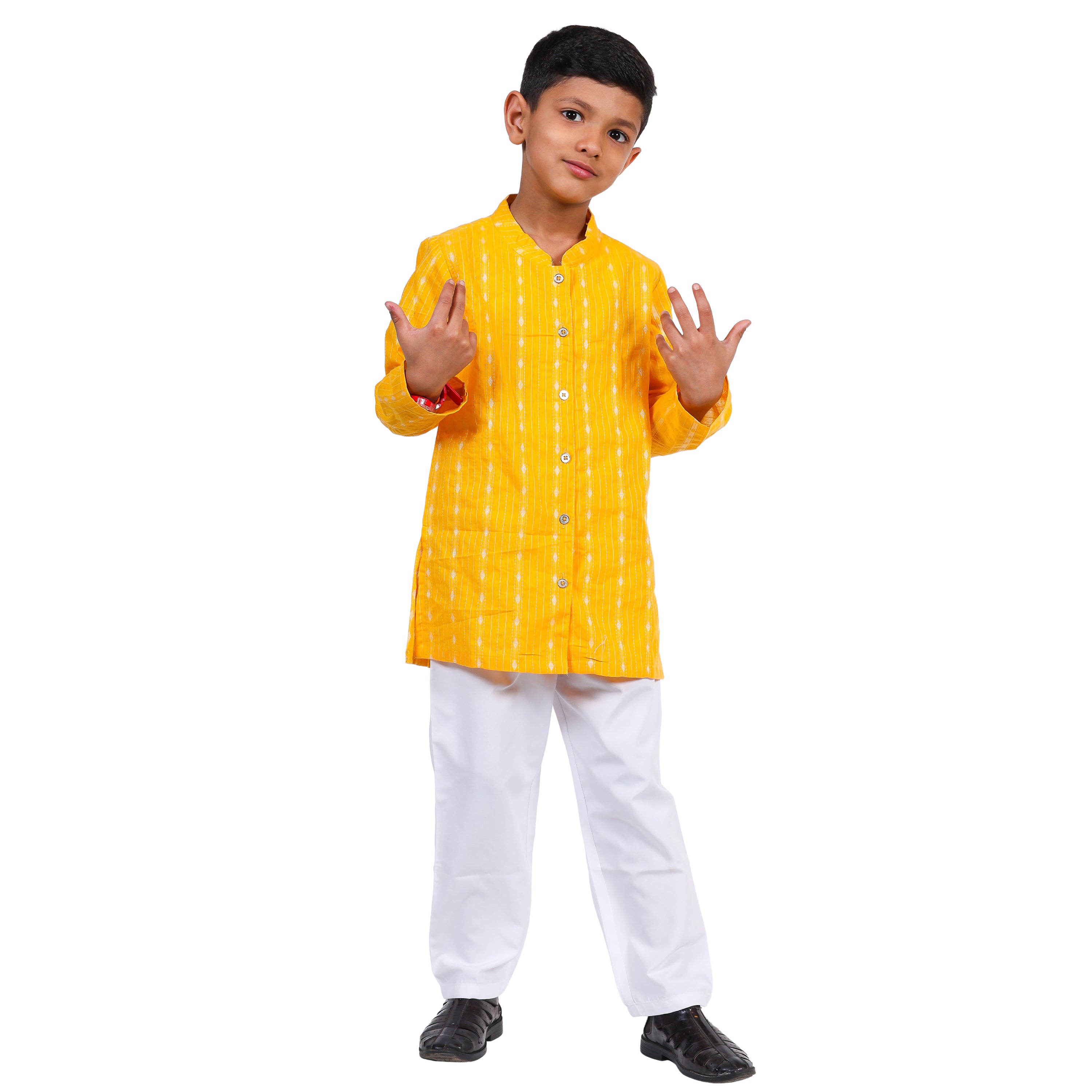 Toddler Boys Handloom Cotton Kurta Pyjama set / Ethnic kurta set with Chinese Collar