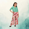 Girls Polka Dot Top & Floral Palazzo Set – Green (4–10 Yrs)