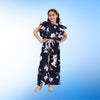 Girls Navy Floral & Polka Printed Clothing Set – Top with Palazzo (4–10 Yrs)