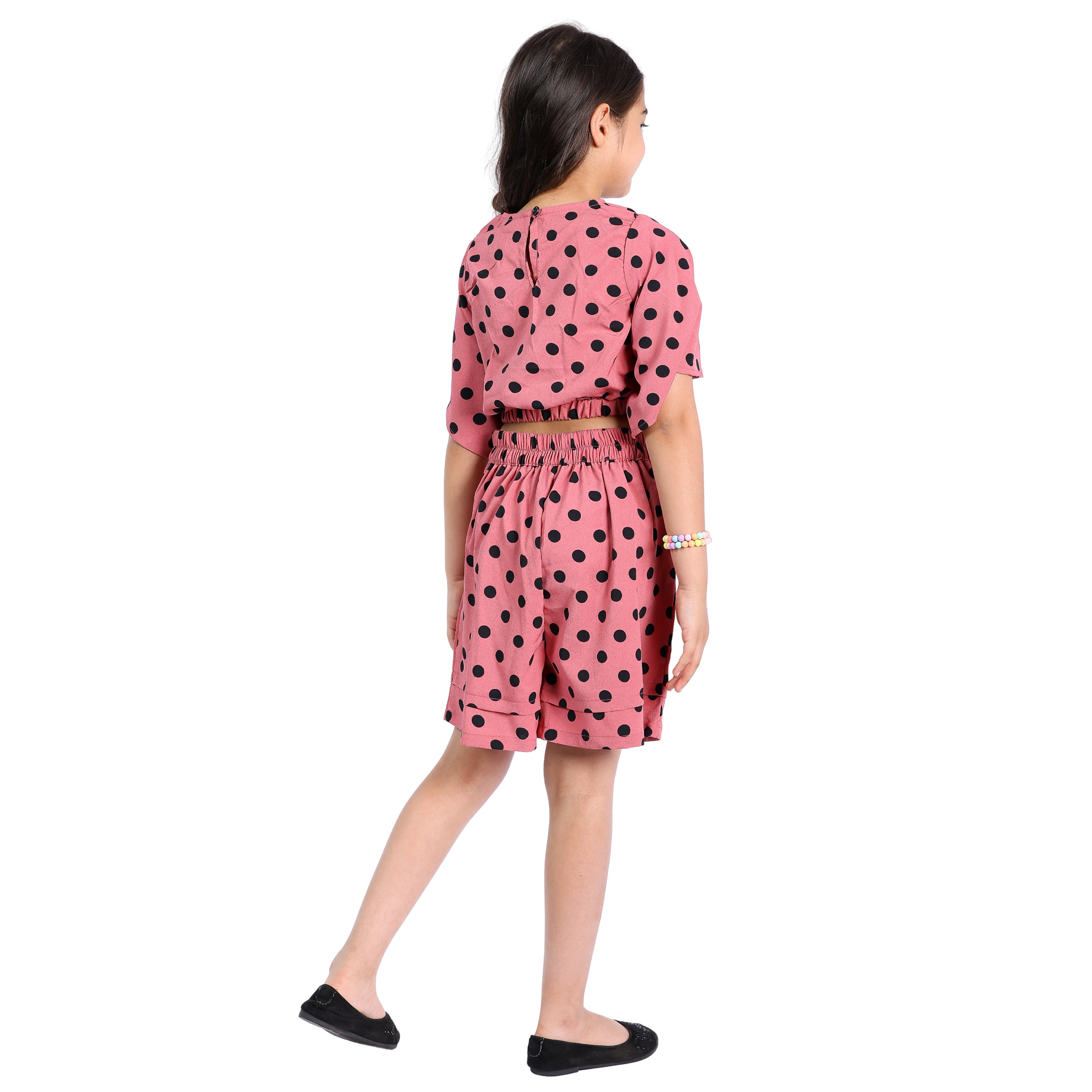 Girls Polka Dot Crop Top with Shorts Set (4–10 Yrs)