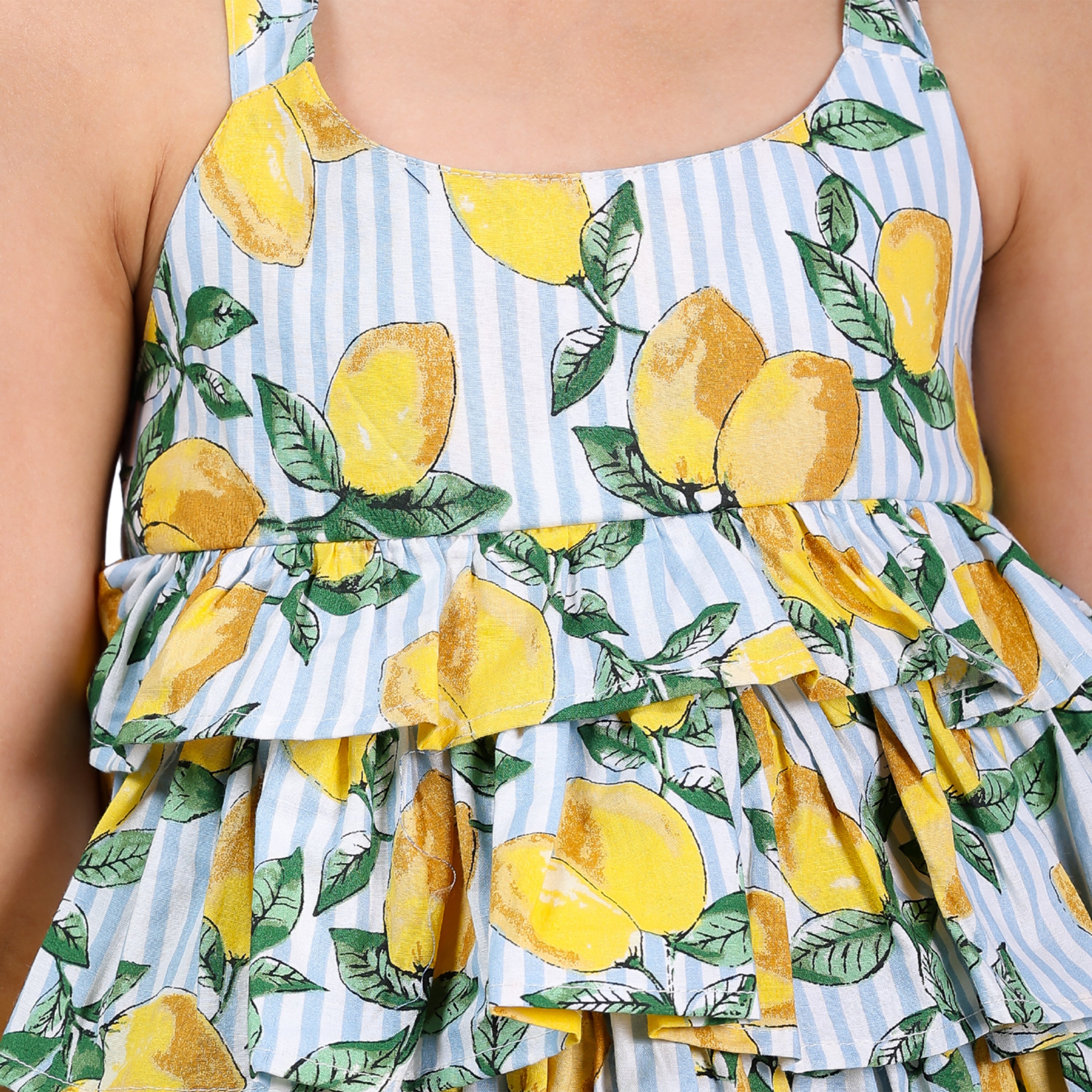 Girls Lemon & Polka Printed Top with Denim Shorts – 4–10 Yrs