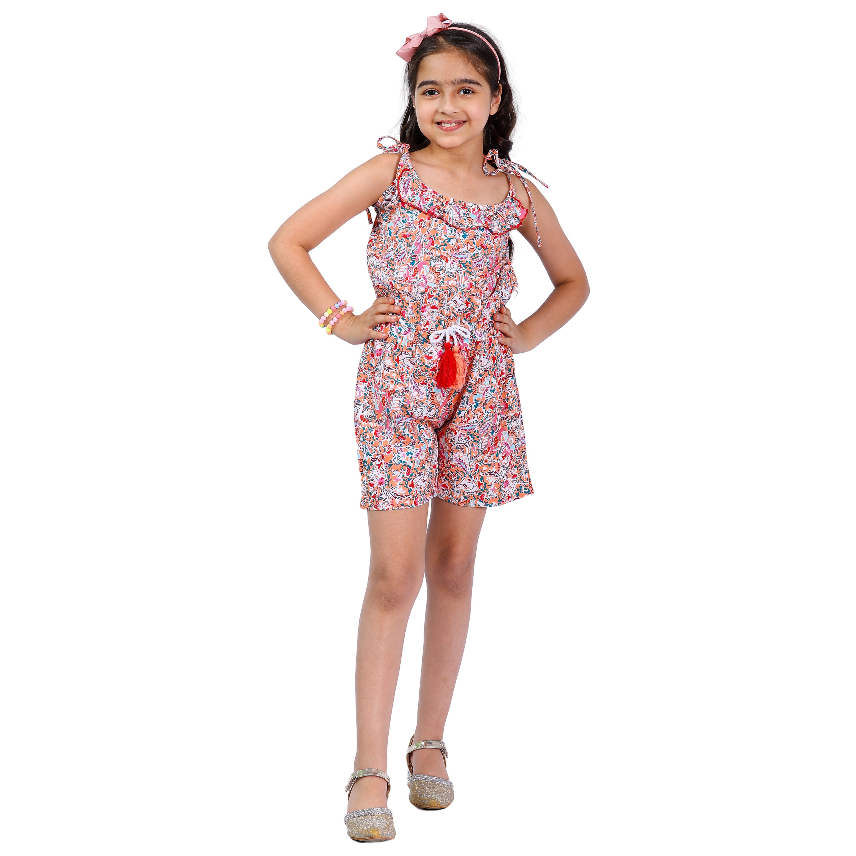 Girls Summer  Printed Boho Chic Trendy Comfortable Short Jumpsuit Multi