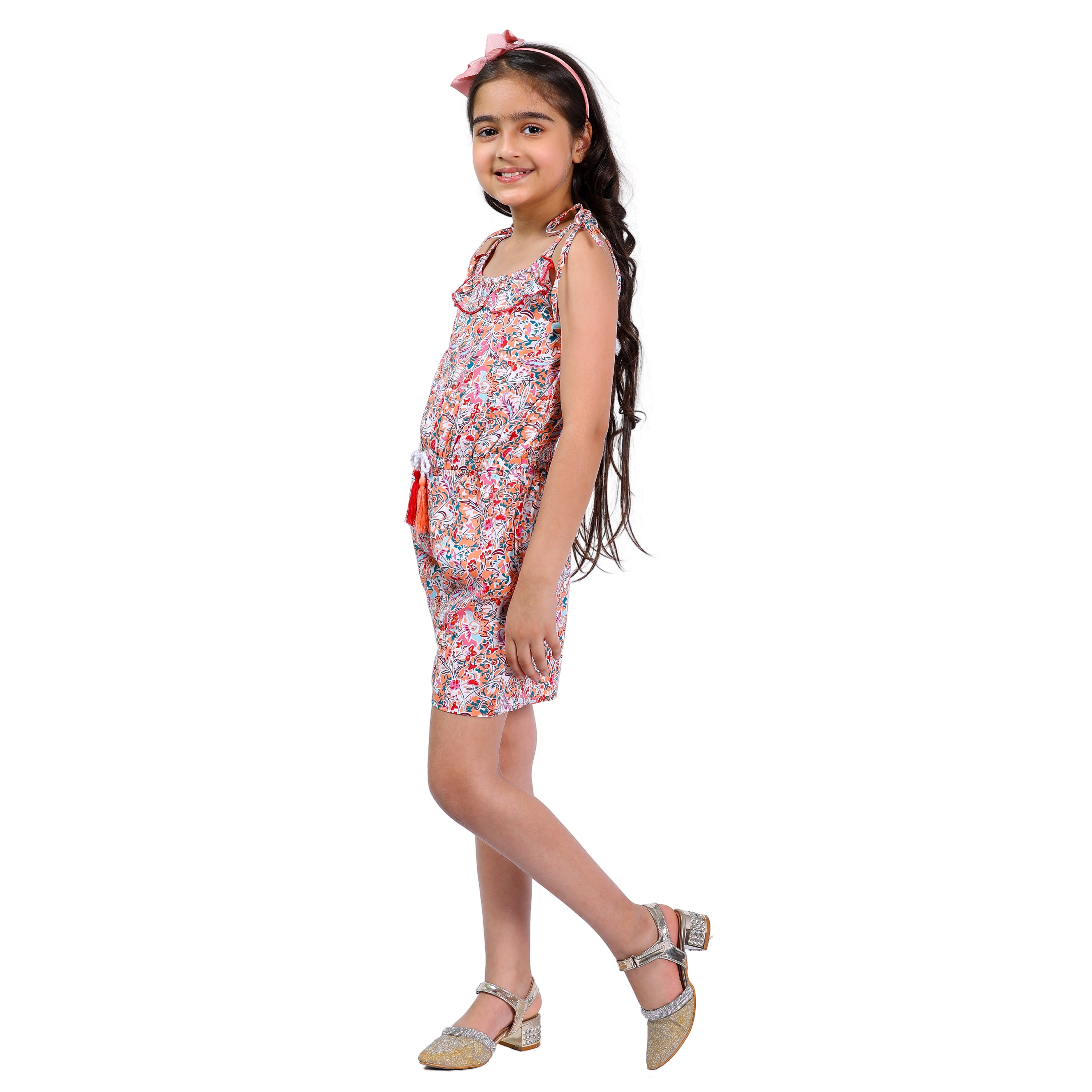Girls Summer  Printed Boho Chic Trendy Comfortable Short Jumpsuit Multi