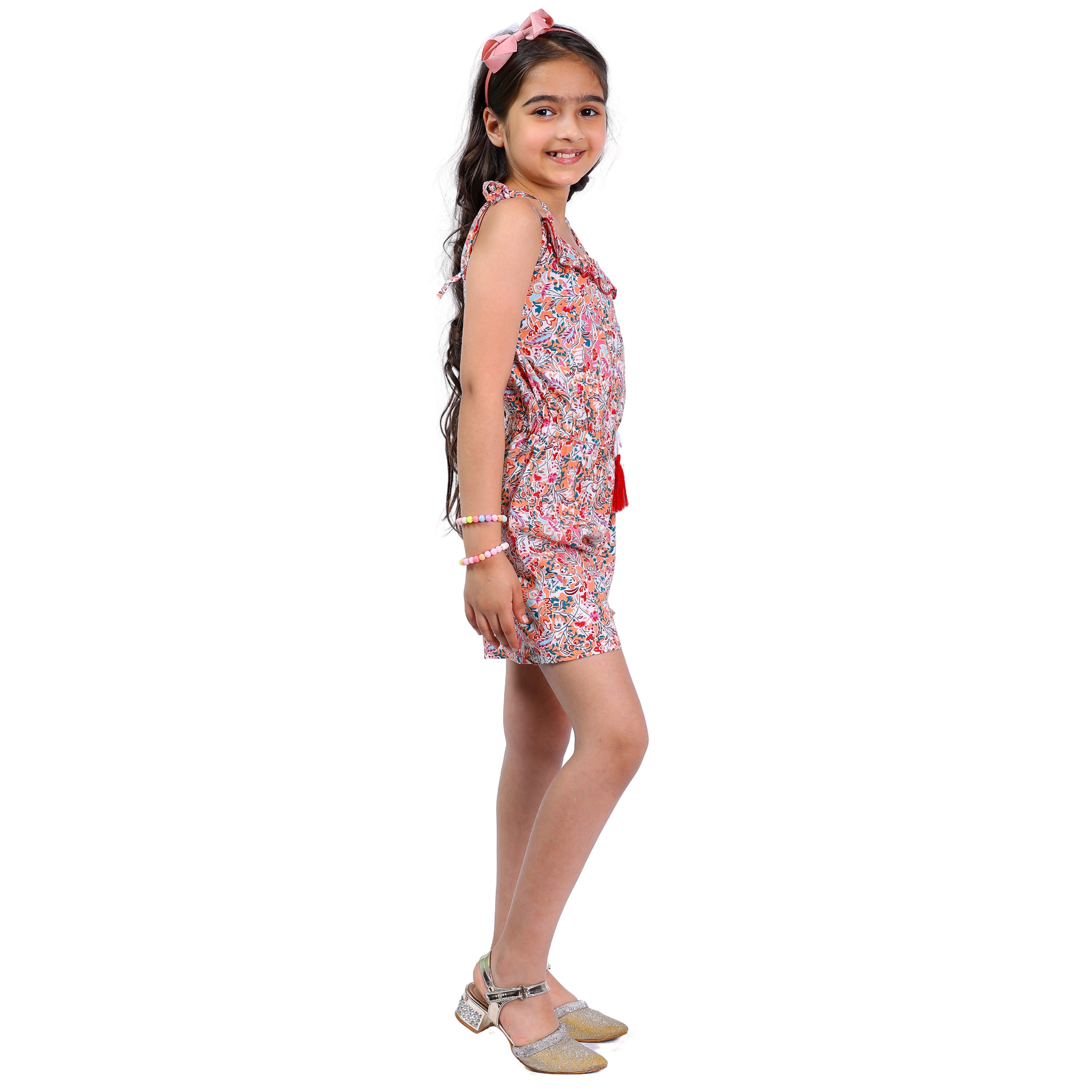 Girls Summer  Printed Boho Chic Trendy Comfortable Short Jumpsuit Multi