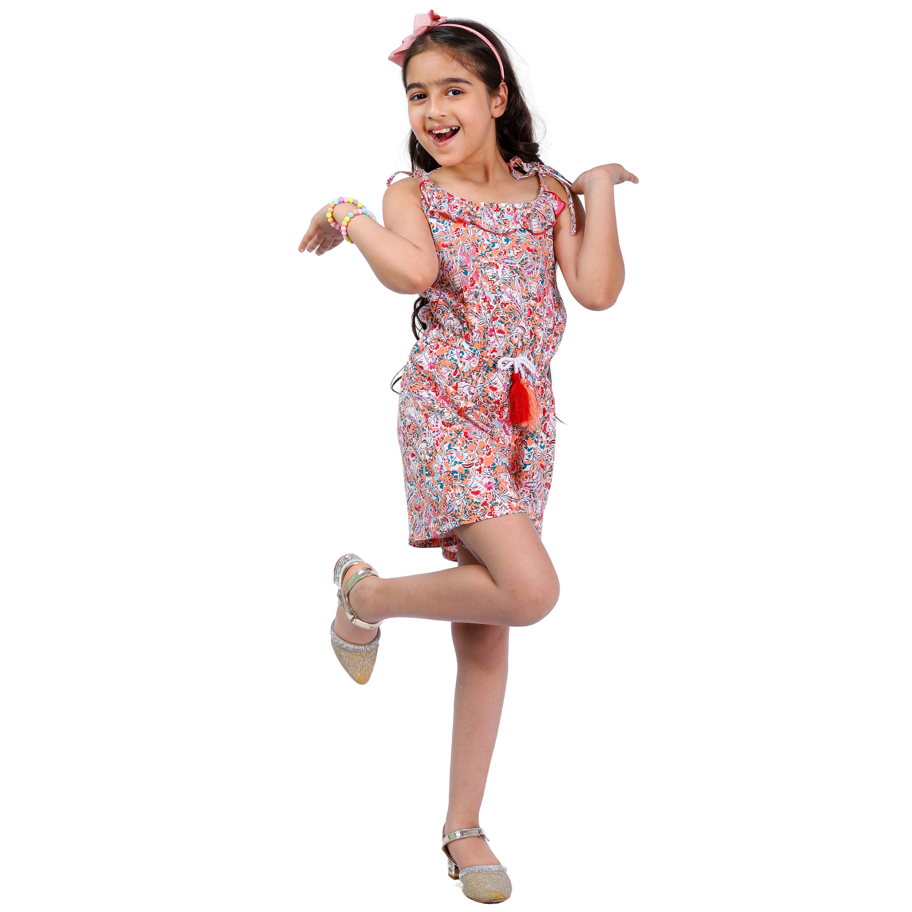 Girls Summer  Printed Boho Chic Trendy Comfortable Short Jumpsuit Multi
