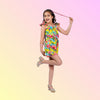 Girls Yellow Floral Stylish Comfortable  Short Jumpsuit Multi