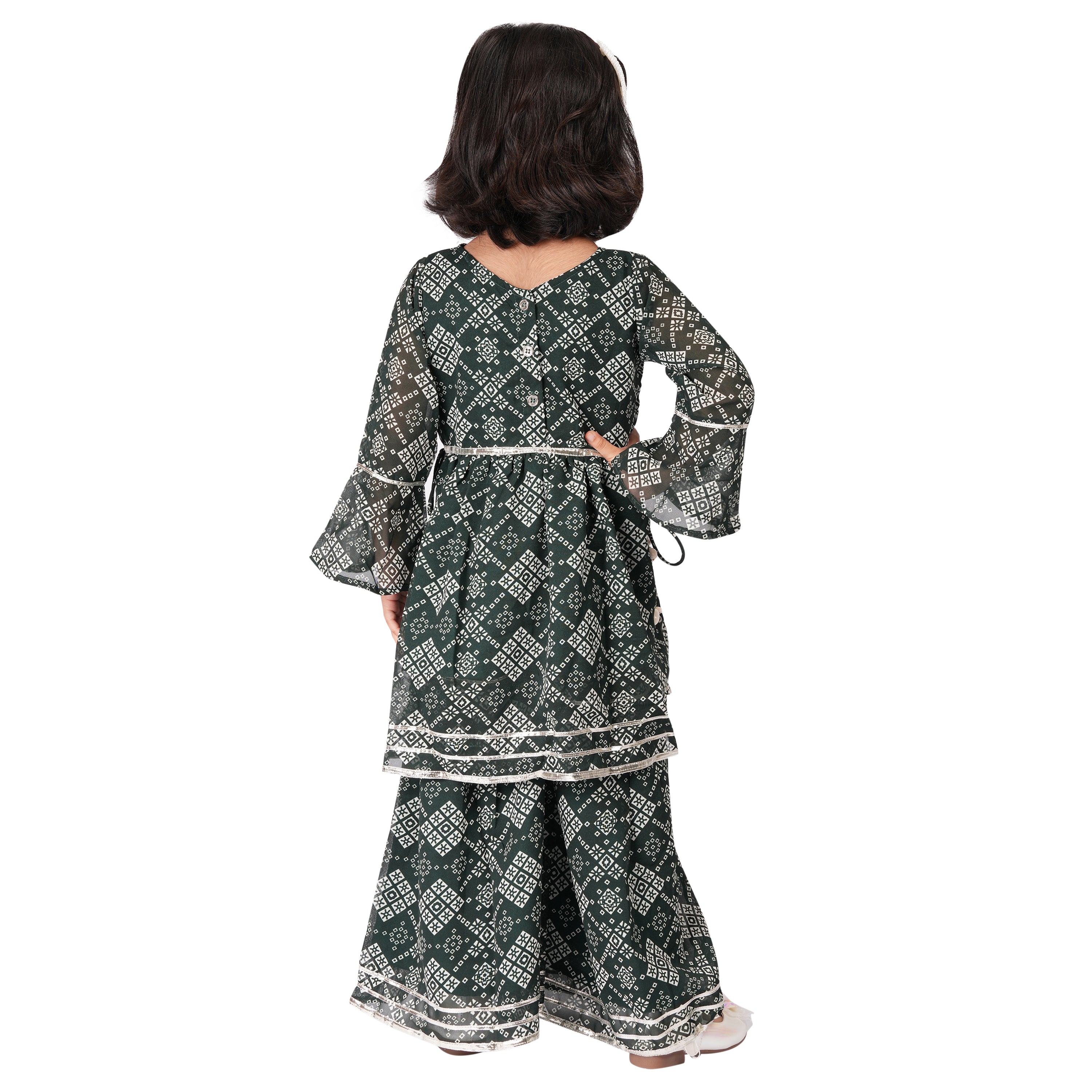 Girls Jaipuri Printed Sharara Set – Gota Work & Bell Sleeves (Ethnic Wear)