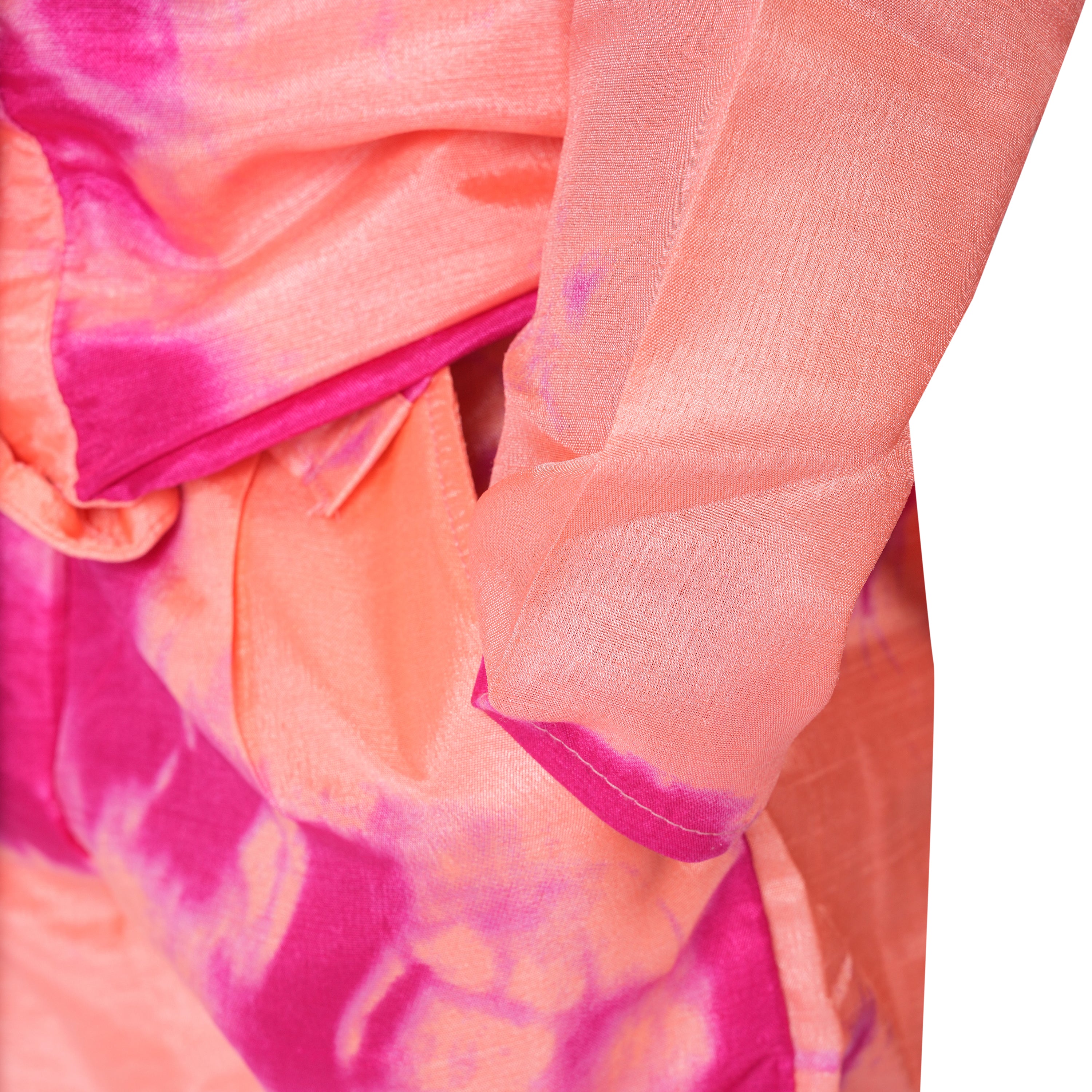 Girls Formal Ethnic Set – Peach & Pink Tie-Dye in Art Silk (Waist Length)